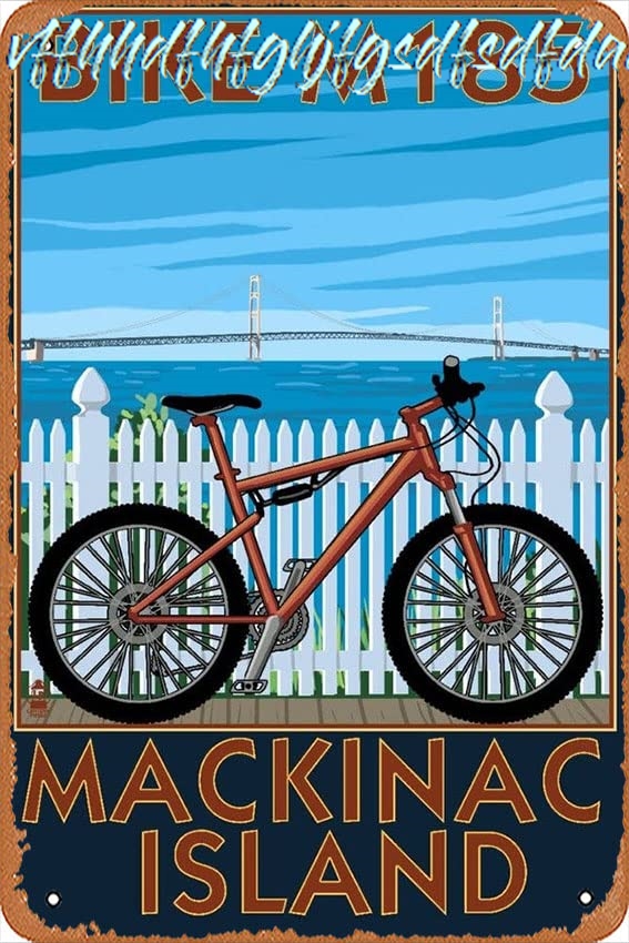 Mountain Biking Michigan - Panneau en métal vintage Mackinac Island,